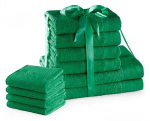 Sada bavlněných ručníků AmeliaHome AMARI 2+4+4 ks zelená