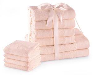 Sada bavlněných ručníků AmeliaHome AMARI 2+4+4 ks světle růžová
