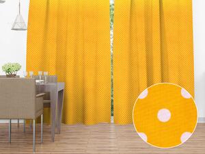 Biante Bavlněný závěs Sandra SA-112 Bílé puntíky na žlutooranžovém 150x140 cm