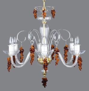 DBK GLASS Designový křišťálový lustr zdobený hrozny v barvě hnědého topazu 0120-6-S-Topaz-grapes