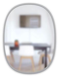 Oválné zrcadlo s šedém rámem Umbra Hub Oval 45x60 cm | šedé