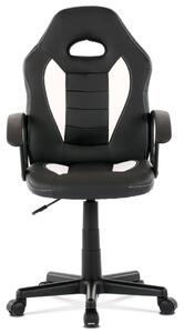 Dětská židle, potah bílá a černá ekokůže, bílé prošití, výškově nastavitelná KA-Z107 WT