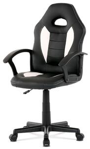 Dětská židle, potah bílá a černá ekokůže, bílé prošití, výškově nastavitelná KA-Z107 WT