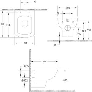 Isvea SOLUZIONE závěsná WC mísa, 35x50, 5cm, bílá 10SZ02002