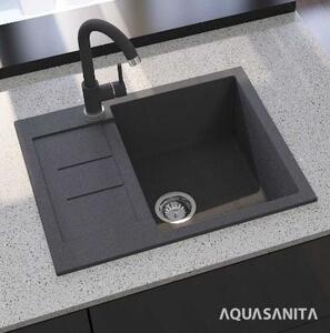 Kuchyňský granitový dřez Aquasanita Tesa 620.5E alumetallic