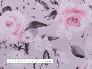 Biante Dekorační obdélníkový ubrus BK-020 Růžové květy na šedém 50x100 cm