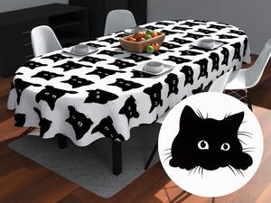 Biante Dekorační oválný ubrus BK-019 Černé kočky na bílém 50x100 cm