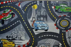 Dětský koberec The World od Cars 97 šedý (Varianta: 140 x 200 cm)