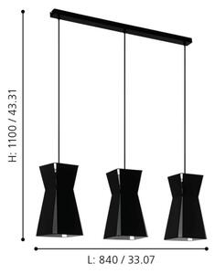 Eglo 99083 - Lustr na lanku VALECROSIA 3xE27/40W/230V