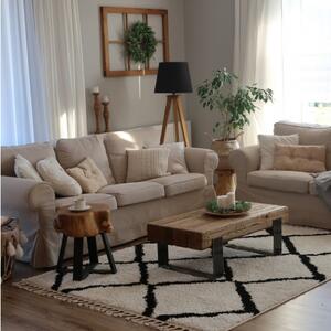 Makro Abra Kusový koberec BERBER CROSS bílý černý Rozměr: 80x150 cm