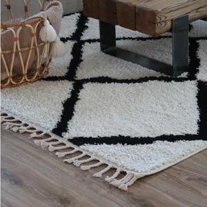 Makro Abra Kusový koberec BERBER CROSS bílý černý Rozměr: 80x150 cm