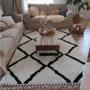 Makro Abra Kusový koberec BERBER CROSS bílý černý Rozměr: 80x150 cm