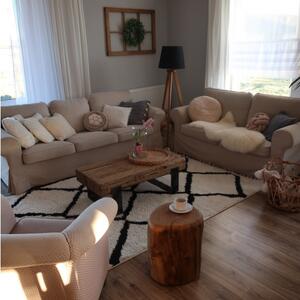Makro Abra Kusový koberec BERBER CROSS bílý černý Rozměr: 80x150 cm