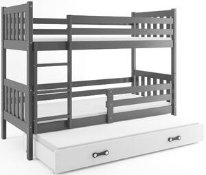 Patrová postel s přistýlkou CARINO 3 80x190 cm, grafitová/bílá (Volba matrace: Pěnová matrace)