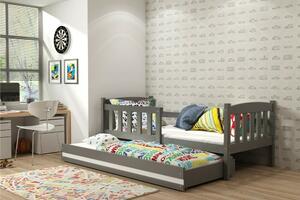 Dětská postel s přistýlkou KUBUS 2 80x190 cm, grafitová/bílá (Volba matrace: Pěnová matrace)