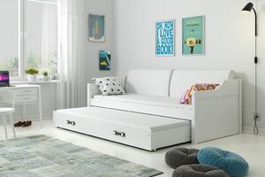 Dětská postel s přistýlkou DAVID 80x190 cm, bílá/bílá (Volba matrace: Pěnová matrace)