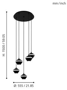 Eglo 98683 - LED Lustr na lanku PERPIGO 5xGU10/5W/230V