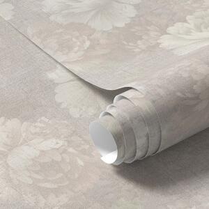 Tapety Vybledlé pivoňky na lněné textuře v jemné béžové paletě, Tapety květiny, a01018 : uwalls.cz