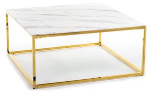 DekorStyle Konferenční stolek REKTA 100 cm zlatý/bílý