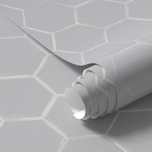 Tapety Světle šedé trojrozměrné šestiúhelníky s jemnými stíny, Tapety abstraktní, a01059v1 : uwalls.cz