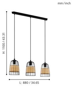Eglo 43313 - Lustr na lanku ANWICK 3xE27/40W/230V