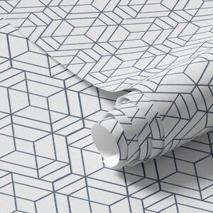 Tapety Bílé pozadí s modrými trojrozměrnými geometrickými kostkami, Tapety abstraktní, a01067 : uwalls.cz