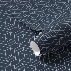 Tapety Tmavě modrá geometrická mřížka z kostek, Tapety abstraktní, a01066v1 : uwalls.cz