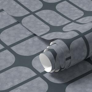 Tapety Tmavě modré pozadí se šedou mozaikou zaoblených dlaždic, Tapety abstraktní, a01068v1 : uwalls.cz
