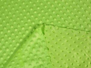 Dětská látka Minky 3D puntíky MKP-007 Hráškově zelená - šířka 150 cm