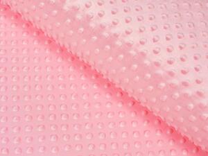 Dětská látka Minky 3D puntíky MKP-011 Světle růžová - šířka 150 cm
