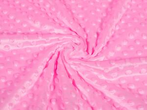 Dětská látka Minky 3D puntíky MKP-012 Sytě růžová - šířka 150 cm