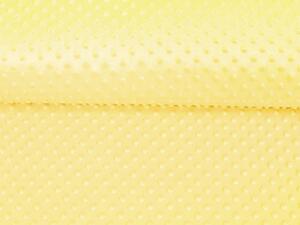 Dětská látka Minky 3D puntíky MKP-021 Citrónově žlutá - šířka 150 cm