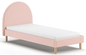 Růžová bouclé postel Vipack Moon 90 x 200 cm