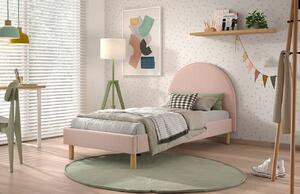 Růžová bouclé postel Vipack Moon 90 x 200 cm