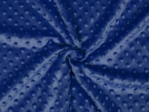 Dětská látka Minky 3D puntíky MKP-023 Tmavě modrá - šířka 150 cm