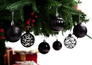 Tutumi, vánoční ozdoby na stromeček 6ks KL-21X25, černá, CHR-00658