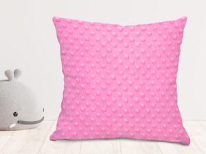 Biante Dětský povlak na polštář Minky 3D puntíky MKP-012 Sytě růžový 30 x 50 cm
