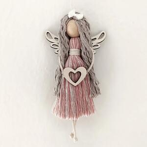 Andělka v růžovosmetanová (závěsná dekorace)