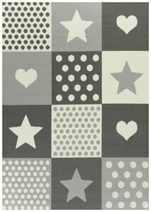 Balta Dětský kusový koberec KIDS 533914/89911 Srdce Hvězdy šedý Rozměr: 100x150 cm