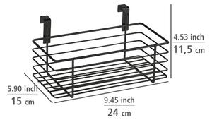 Černý závěsný kovový košík na kuchyňská dvířka Wenko Slim, 24 x 15 cm