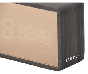 LED budík v měděné barvě a dekoru tmavého dřeva Karlsson Mirror