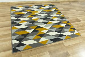 Kusový koberec LUNA 503652/89915 trojúhelníky žluté Rozměr: 120x160 cm