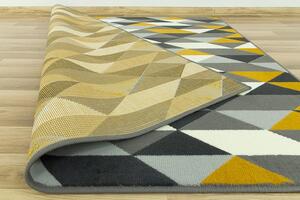 Kusový koberec LUNA 503652/89915 trojúhelníky žluté Rozměr: 200x200 cm