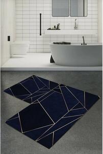 Sada 2 tmavě modrých koupelnových předložek Mila Home Geometric