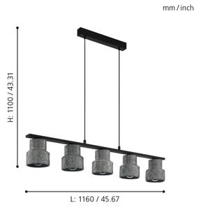 Eglo 39855 - Lustr na lanku HILCOTT 5xE27/40W/230V