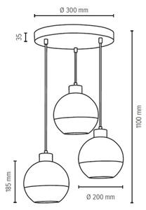 Spot-Light 1860374R - Lustr na lanku LINEA 3xE27/60W/230V