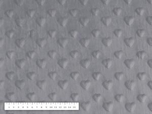 Dětská látka Minky 3D srdíčka MKS-005 Tmavě šedá - šířka 150 cm