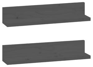 Nástěnné police 2 ks černé 50x11x9 cm masivní borové dřevo
