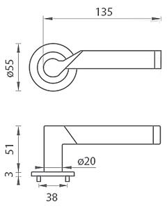 Dveřní kování MP MARENA - R 3SM (BN/LN - Broušená nerez / leštěná nerez), klika-klika, Otvor pro obyčejný klíč BB