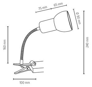 Spot-Light 2224174WFC - Lampa s klipem SVENDA 1xE27/60W/230V